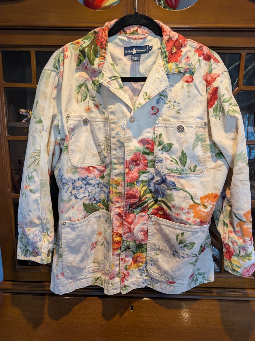 Vintage Ralph Lauren Floral Chintz Cotton Chore Jacket – Size M, Multi Patch Poc